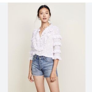 Rebecca Taylor White Ruffled Top